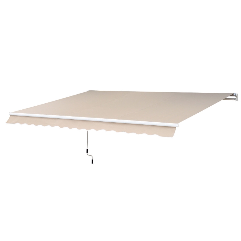 Outsunny Gelenkarmmarkise Markise 4,5 x 3m Verstellbare Terrassenmarkise Sonnenschutz mit Alu-Rahmen & Handkurbel Balkonmarkise für Balkon, Terrasse Beige
