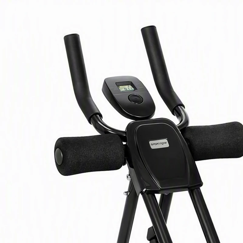 SPORTNOW Aparato de Abdominales Plegable con Pantalla LCD, Doble Riel, Espuma PVC, Marco de Acero, 92x41x83cm, Negro