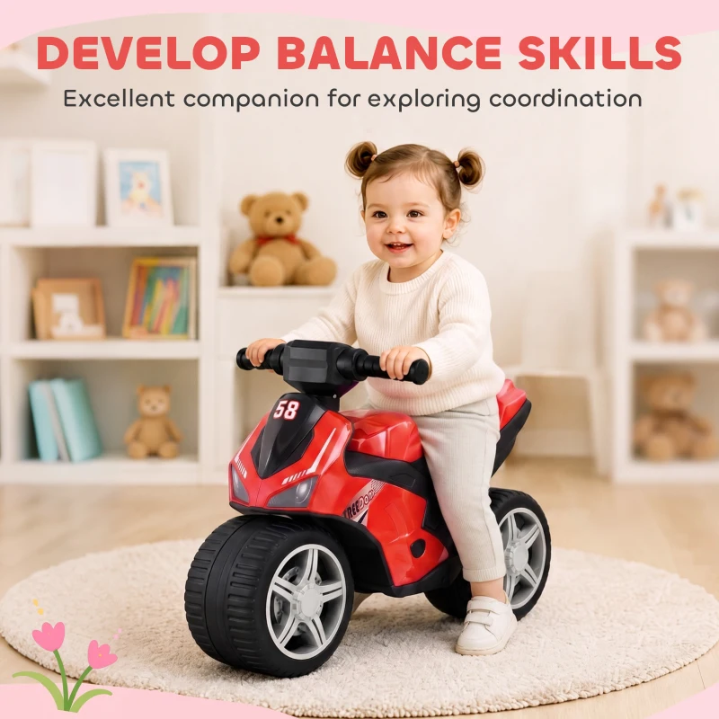 AIYAPLAY Draisienne pour Enfant, Vélo d'Équilibre avec Musique et Roues Extra-Larges, pour Filles et Garçons 18-36 Mois, Rouge
