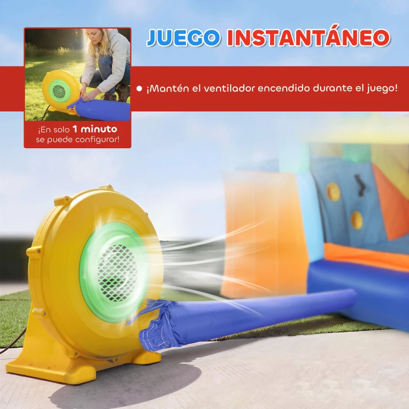 AIYAPLAY Castillo Hinchable Acuático con Soplador 550W 9 en 1 con Tobogán Trampolín Escalada 2 Piscinas Canasta Columna de Boxeo
