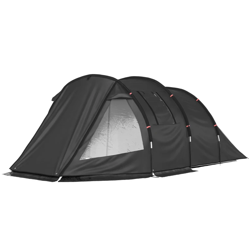 Outsunny Campingzelt Trekkingzelt Zelt, wetterbeständig, 2 Räume,  475 x 264  cm Breite x 172, Schwarz