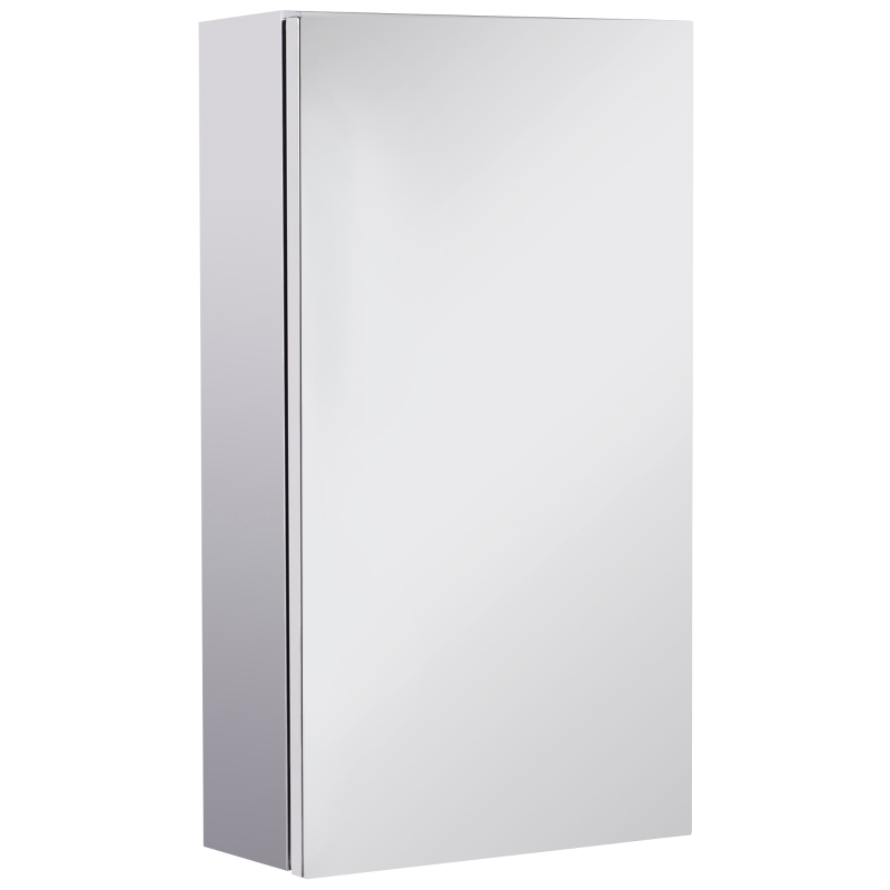 HOMCOM Armoire miroir rangement toilette salle de bain meuble mural dim. 30L x 14l x 55H cm acier inox.