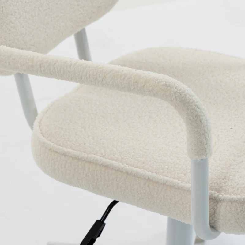 HOMCOM Chaise Bureau Ergonomique, Fauteuil de Bureau en Tissu Bouclette avec Hauteur Réglable, Fonction Bascule, Crème