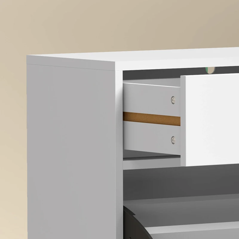HOMCOM Moderne schoenenkast voor maximaal 12 paar schoenen, met 2 kleppen, lade en verstelbare plank, wit