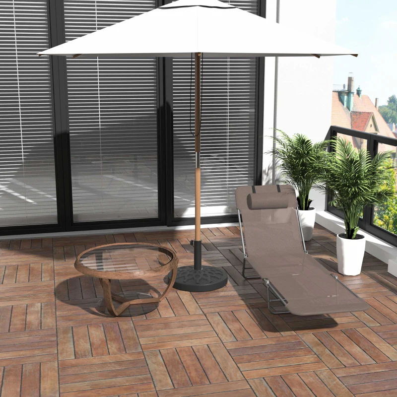 HOMCOM Chaise Longue Pliante Bain de Soleil inclinable transat textilène lit Jardin Plage 182L x 56l x 24,5H cm Chocolat