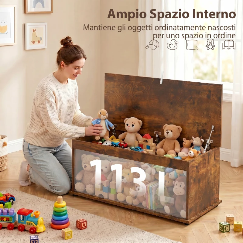 HOMCOM Panca Contenitore Capacità 120 kg per Camera da Letto e Ingresso, in Legno, 100x40x40 cm, Marrone