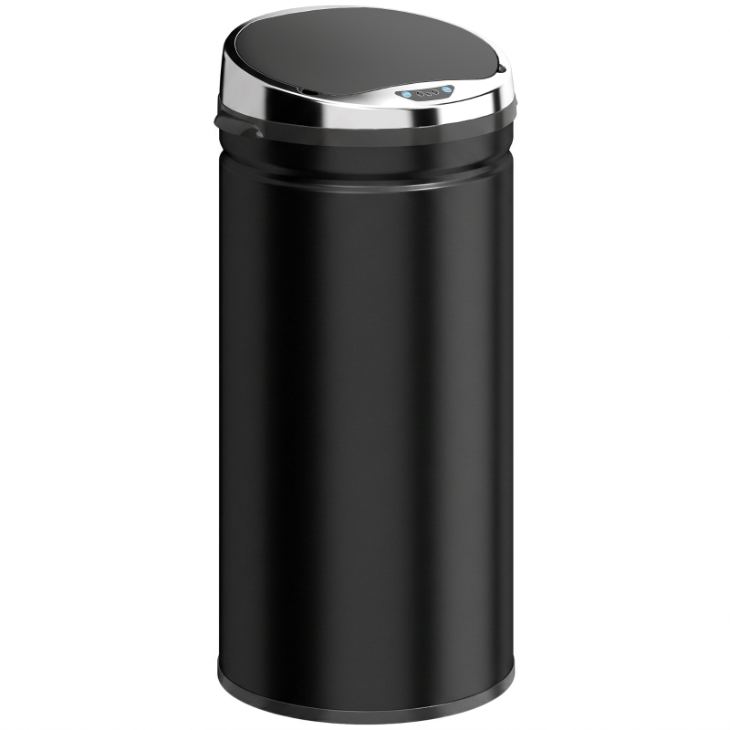 HOMCOM 42L Automatic Motion Sensor Rubbish Bin with Fingerprint Resistant, Stainless Steel, Black