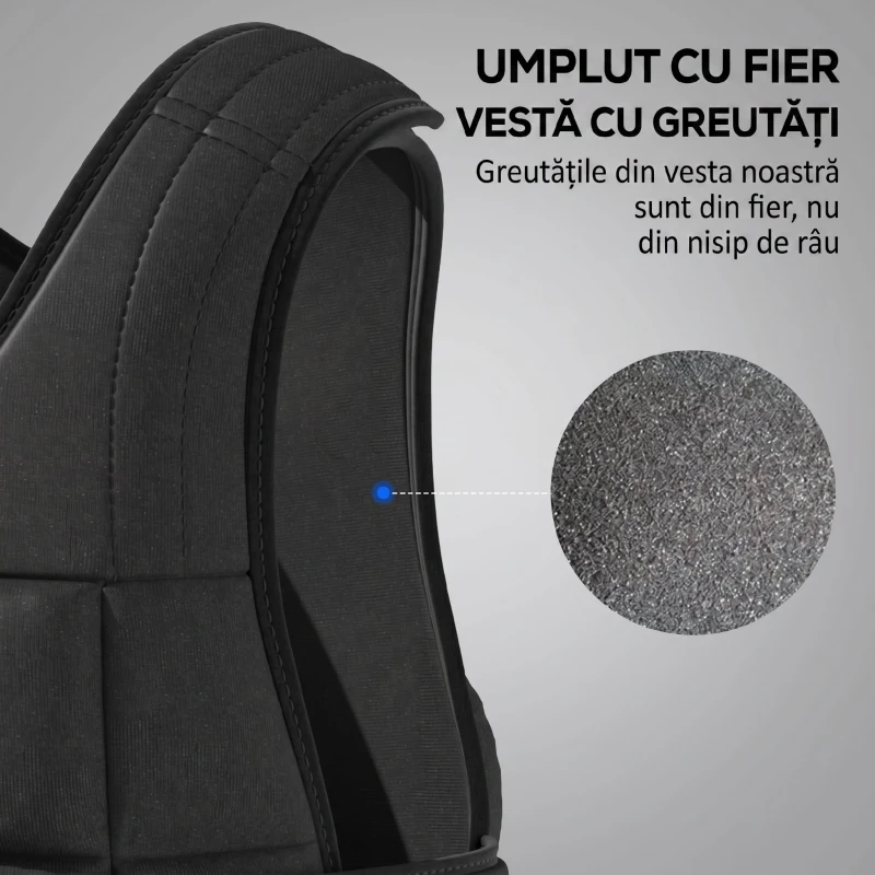 HOMCOM Vestă cu Greutăți 10 Kg, Unisex, 38 Greutăți Individuale, Căptușeală, Închidere Velcro, Negru