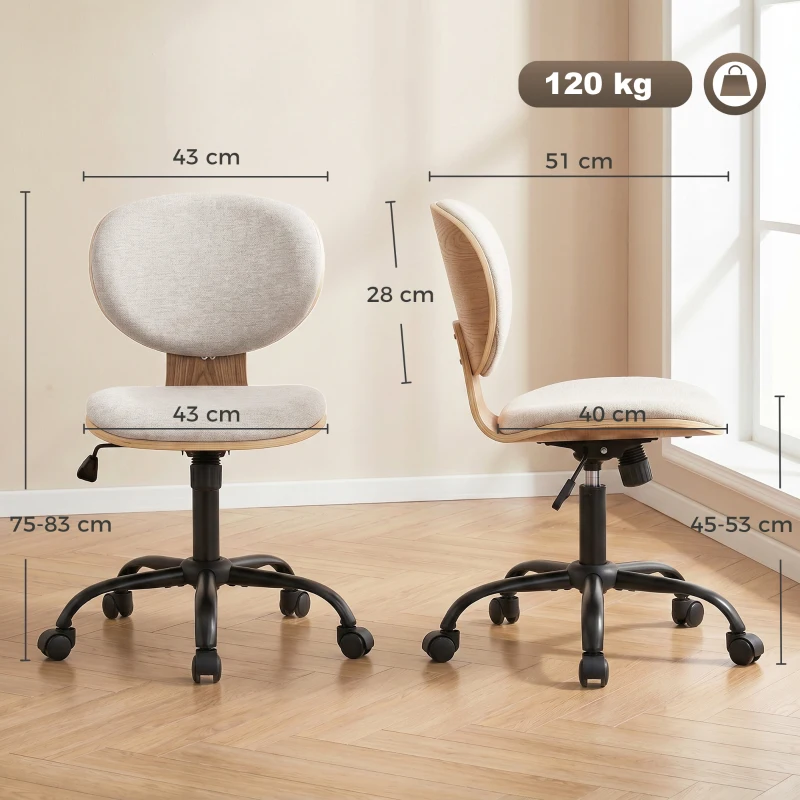 HOMCOM Home Office Desk Chair Rocking Function Ergonomic Swivel Chair with PU Wheels, Light Grey