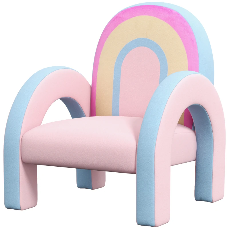 ZONEKIZ Sillón para Niños Pequeños en Forma de Arco Iris Mini Sofá Sillón Infantil para Niños de 1,5-3 Años 43x41x51 cm Rosa