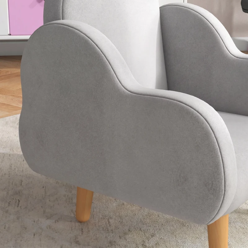 ZONEKIZ Fotoliu pentru Copii până la 3 Ani cu Brațe cu Model de Nor din Material Textil, 46x51x55cm, Gri