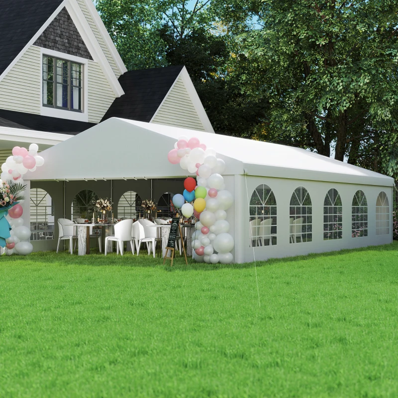 Outsunny Gazebo da Giardino 10x6m con Pareti Rimovibili e Finestre, Acciaio e Poliestere