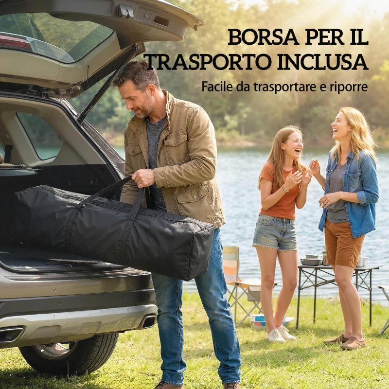 Outsunny Gazebo 3x3 m Pieghevole ad Altezza Regolabile con Luce Centrale e Telecomando, in Metallo e Poliestere, Nero