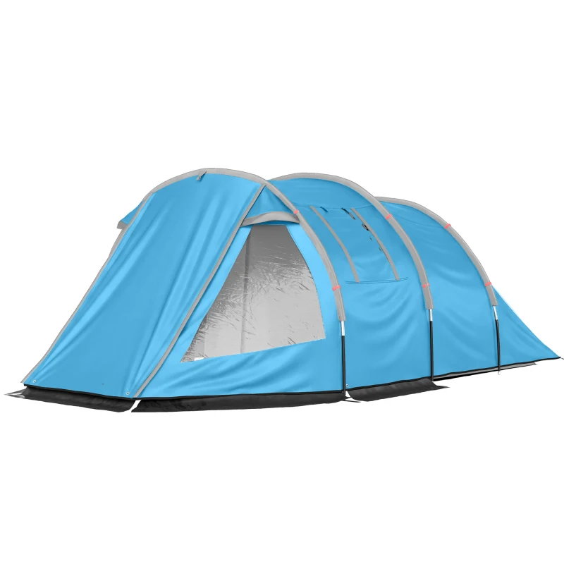 Outsunny Campingzelt Trekkingzelt Zelt, wetterbeständig, 2 Räume,  475 x 264  cm Breite x 172, Blau