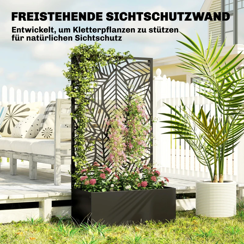 Outsunny Hochbeet aus Metall mit Rankgitter für Kletterpflanzen, freistehend oder zur Wandmontage