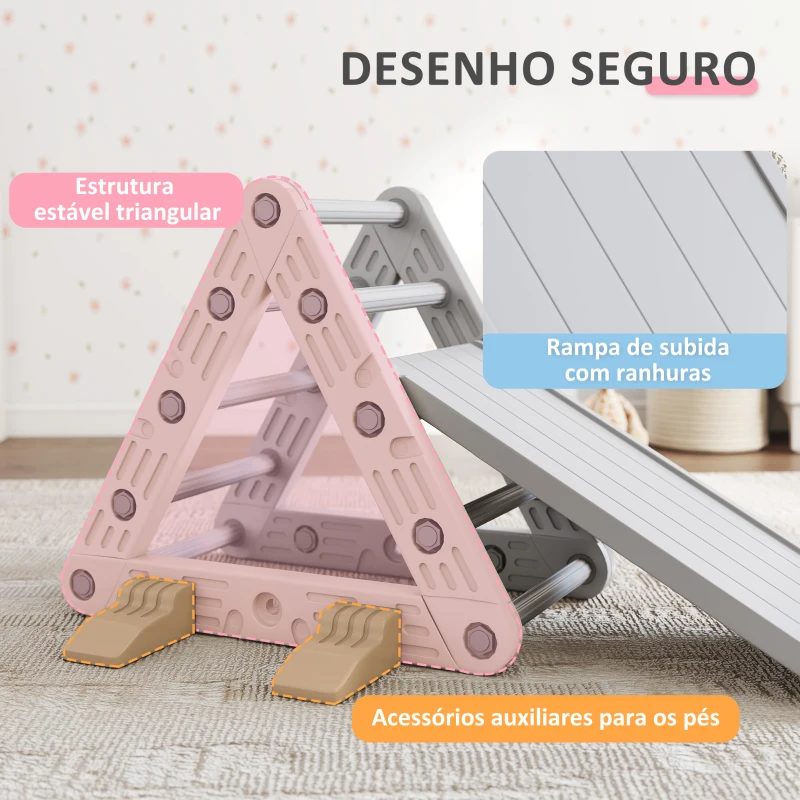 AIYAPLAY Triângulo de Escalada para Crianças de 18-48 Meses com Escorrega e Rampa 130x80x69 cm Cinza e Branco