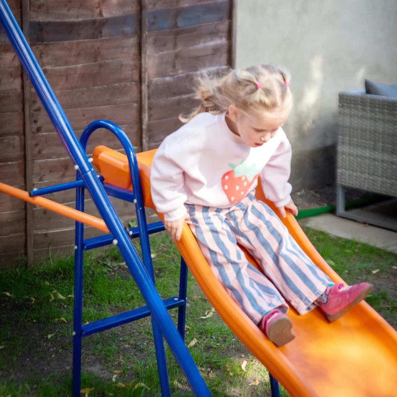 Outsunny Columpio Infantil 4 en 1 Columpio para Niños con 2 Columpios Individuales 1 Columpio del Planeador 1 Tobogán Multicolor