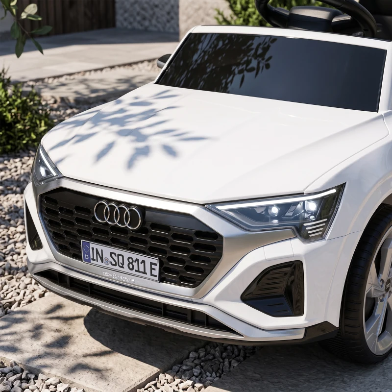 AIYAPLAY Audi Q8 etron Sportback Licensed Ride on Car with Remote Control, Four-Wheel Suspension, Soft Start for Ages 3-4, White