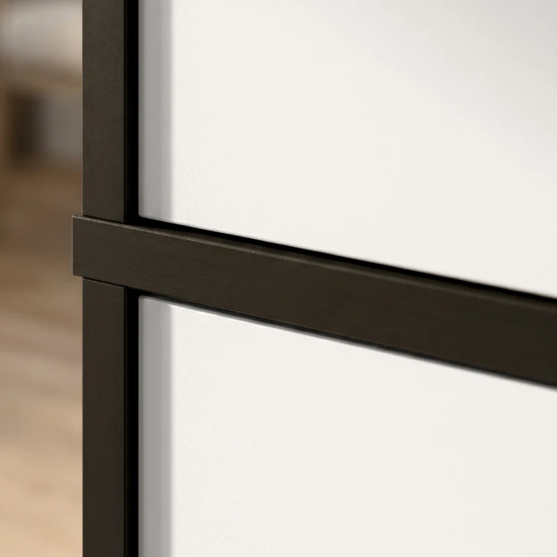 HOMCOM 2 Door Wardrobe, Modern Wardrobe with 3 Drawers and Hanging Rod for Bedroom, Black