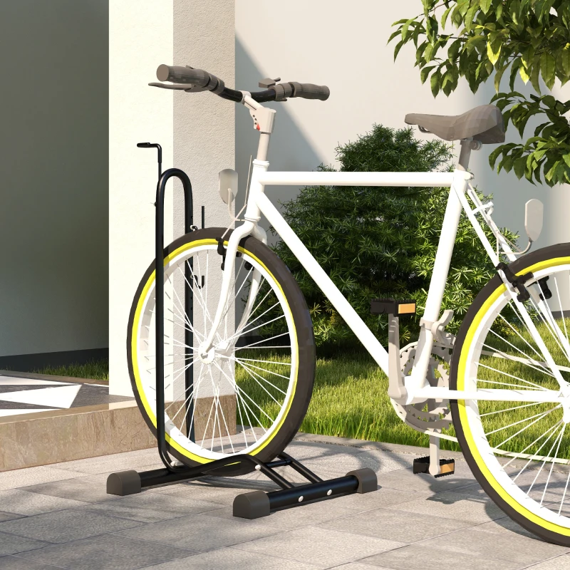 HOMCOM Suport bicicletă cu cârlige reglabile, compatibil cu biciclete 24"-29" și 700C, pentru garaj, interior și exterior, negru
