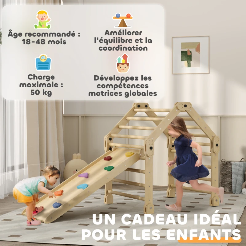 AIYAPLAY 3 en 1 Echelle d'escalade avec toboggan rampe, jouet d'escalade pliable pour enfants 18-48 mois charge 50 Kg