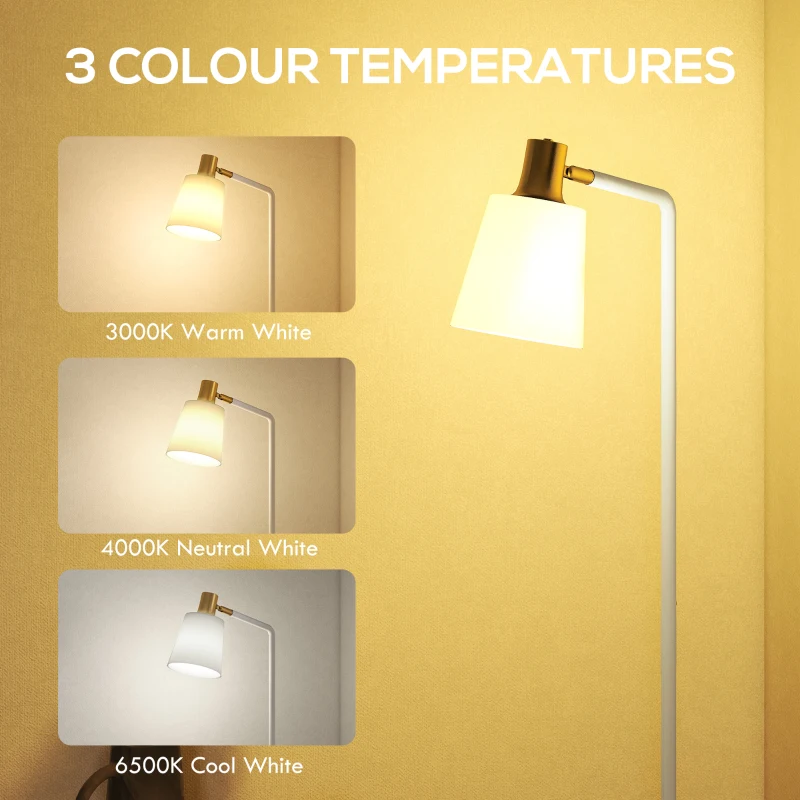 HOMCOM Modern Standing Lamp, Floor Lamp with 350° Rotatable Head for Living Room, White