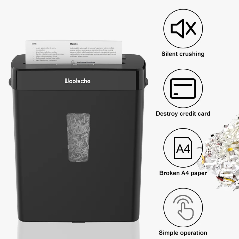 Ultra-Quiet Paper Shredder with P-4 Cross-Cut Security, Multi-Media Shredder for Home Office and Small Spaces, 32L x 16.5W x 38H cm, Black