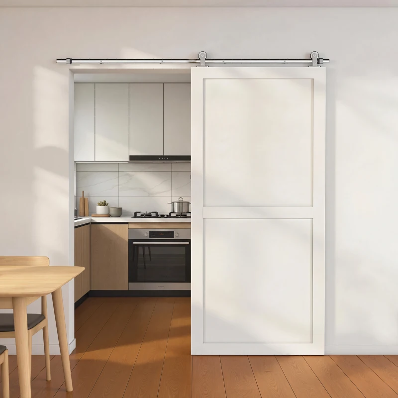 HOMCOM Sliding Door Hardware Kit Smooth Quiet 304 Stainless Steel for 180cm Track Sliver Tone