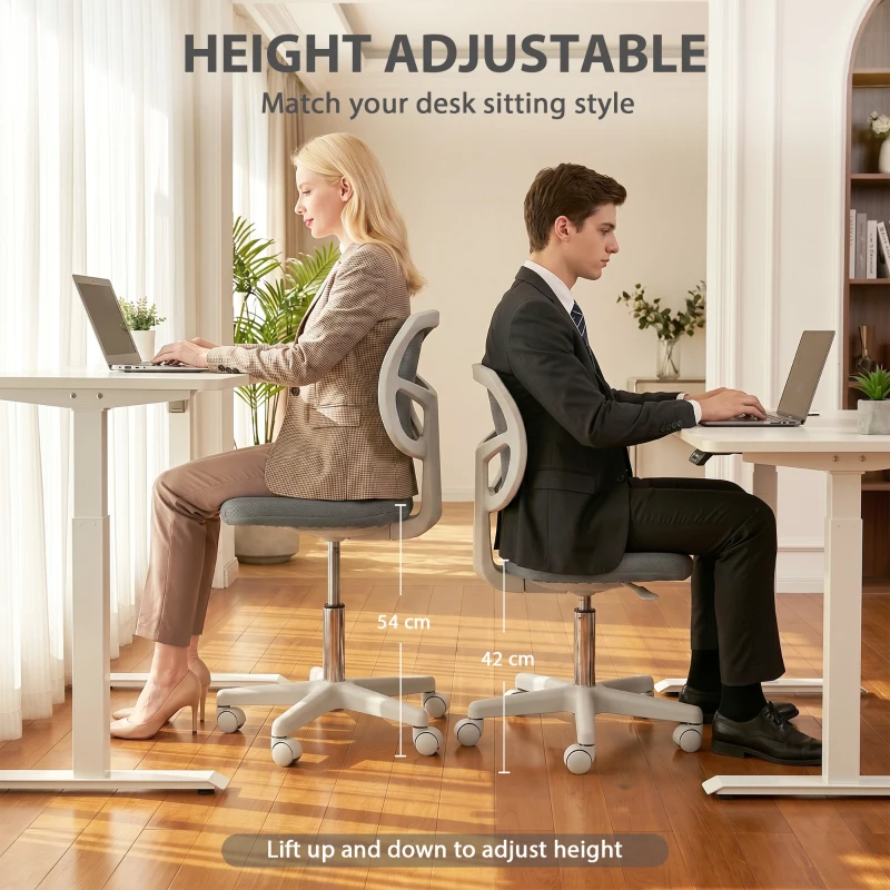 Vinsetto Small Office Chair without Arms, Ergonomic Swivel Mesh Desk Chair with Curved Back, Dark Grey