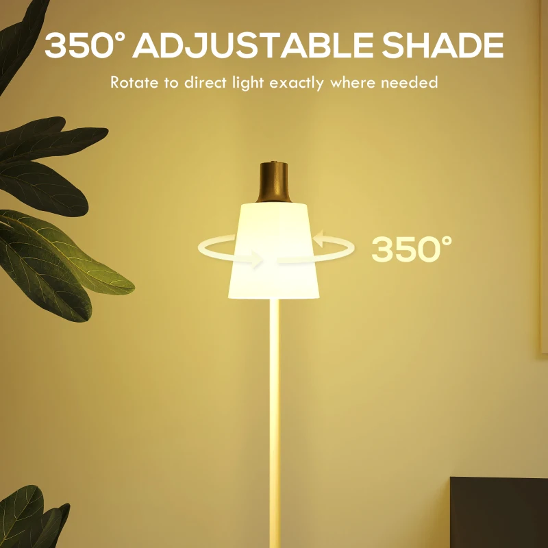 HOMCOM Modern Standing Lamp, Floor Lamp with 350° Rotatable Head for Living Room, White