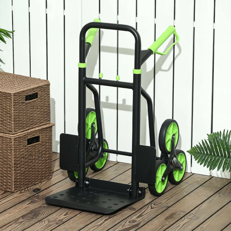 DURHAND Carretilla Plegable para Escalera con Ruedas Carga 120kg Carretilla de Mano Portátil para Entrega Almacenes Verde