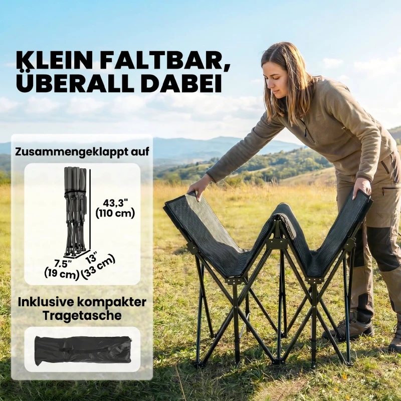 Outsunny Feldbett faltbar Campingbett mit Tragetasche Campingliege bis 200 kg Indoor, Outdoor, 200 x 80 x 40 cm Schwarz