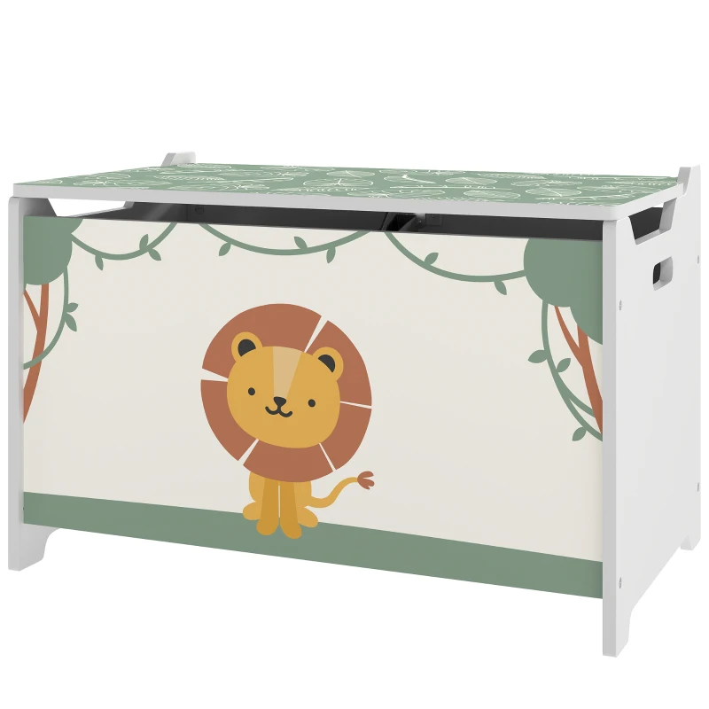 AIYAPLAY Baú Brinquedos Infantil 53 L Caixa de Arrumação Brinquedos com Tampa Rebatível e Pistão a Gás 60x37x39 cm Verde