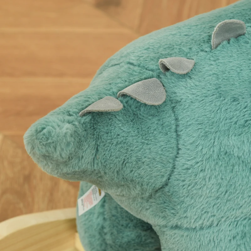 HOMCOM Cavallo a Dondolo per Bambini 3-6 Anni a Forma di Triceratopo con Suoni Realistici, Verde Scuro