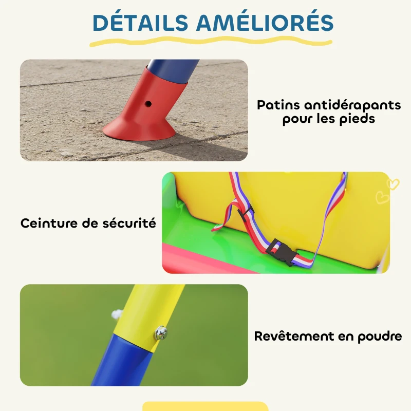 AIYAPLAY Portique Balançoire Enfants 3-en-1, Balançoire Pliable avec Siège Réglable, Intérieur et Extérieur, Multicolore