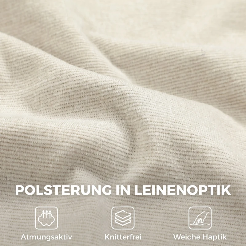 HOMCOM Schaukelstuhl in Leinenoptik mit 5-fach verstellbarer Fußstütze und Leinenoptik, für Wohnzimmer, Cremeweiß