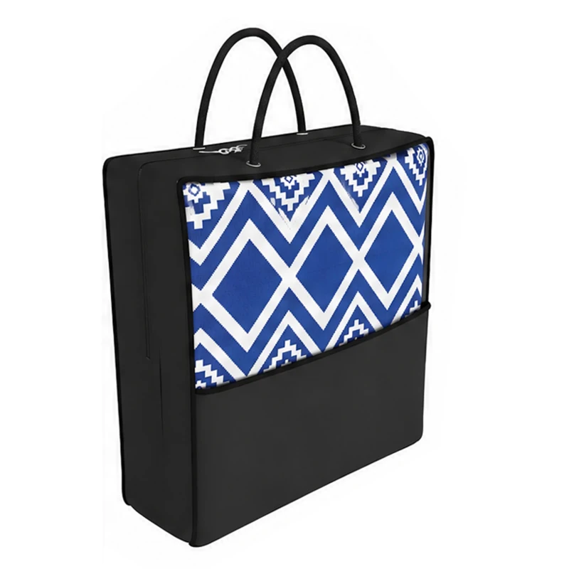 Outsunny Plastic Straw Reversible RV Outdoor Rug with Carry Bag, 182 x 274cm, Blue and White