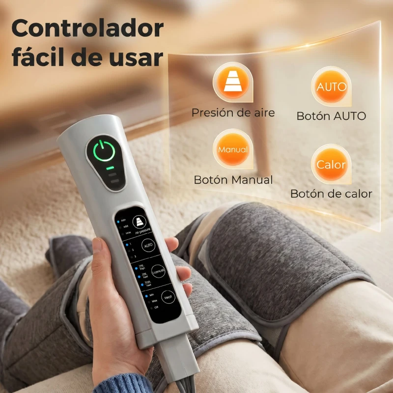 HOMCOM Masajeador de Piernas con Calor y Compresión 3 Modos Automáticos y 3 Intensidades Gris