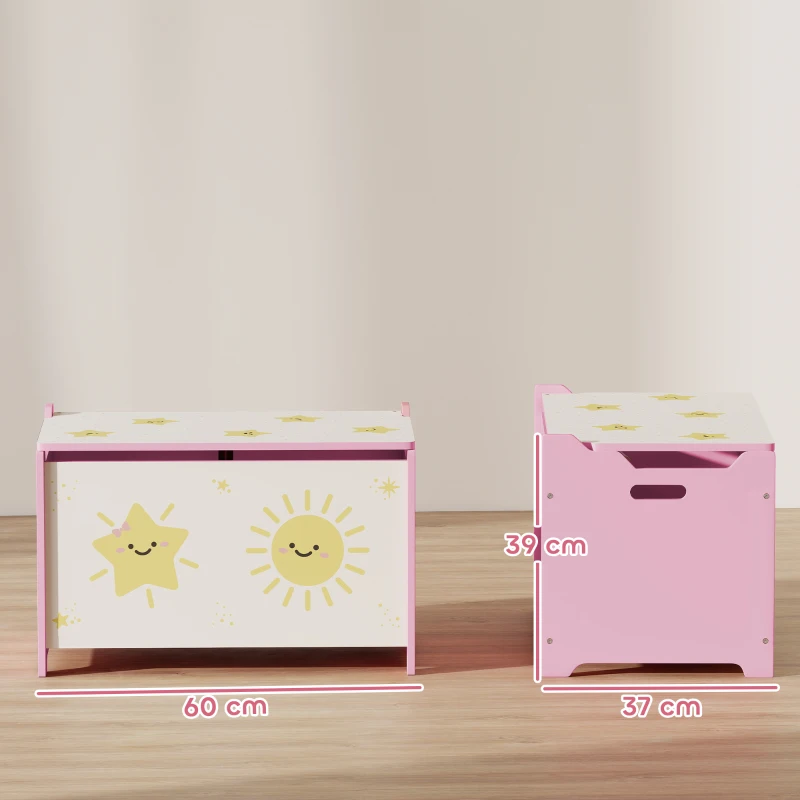 AIYAPLAY Baule Portagiochi con Coperchio per Bambini per Giocattoli e Vestiti, 60x37x39 cm, Rosa