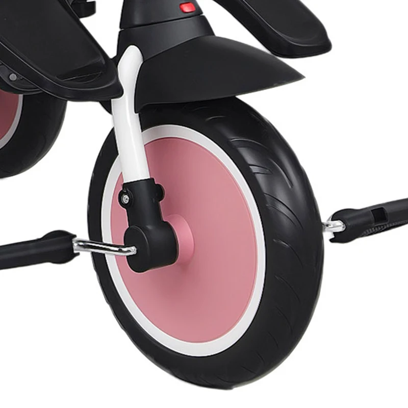 AIYAPLAY 6 in 1 Foldable Kids Trike with Adjustable Parent Handle & Canopy for Ages 1-5, Pink