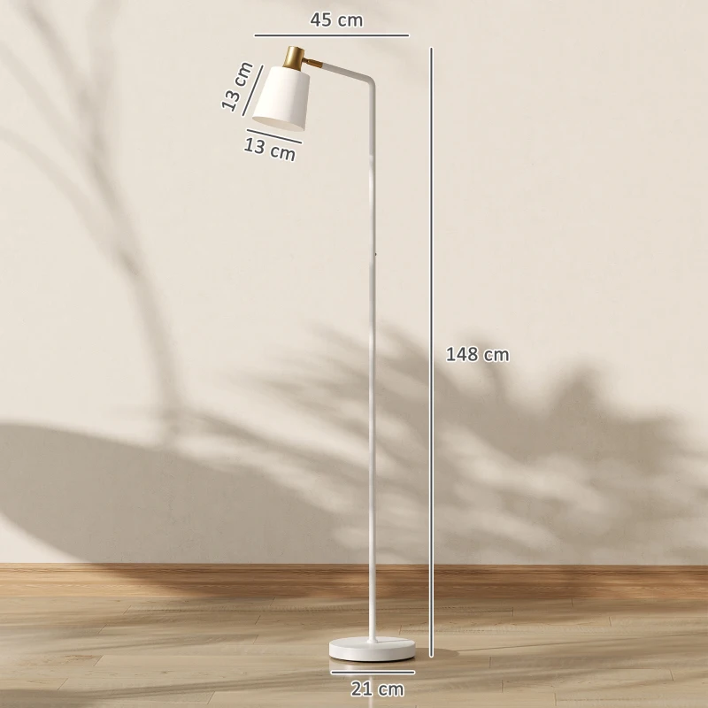 HOMCOM Modern Standing Lamp, Floor Lamp with 350° Rotatable Head for Living Room, White