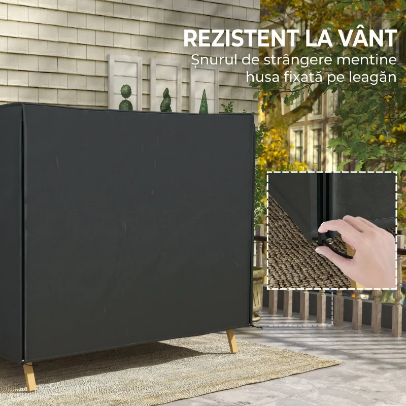 Outsunny Husă pentru Balansoar de Grădină cu 3 Locuri, Impermeabilă și Anti-UV, 220x125x172 cm, Negru