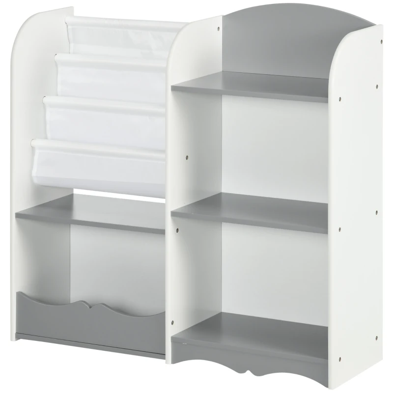 ZONEKIZ Estantería para Niños Organizador de Juguetes Estantería Infantil con Estantes Abiertos para Dormitorio 85x26x84 cm Gris