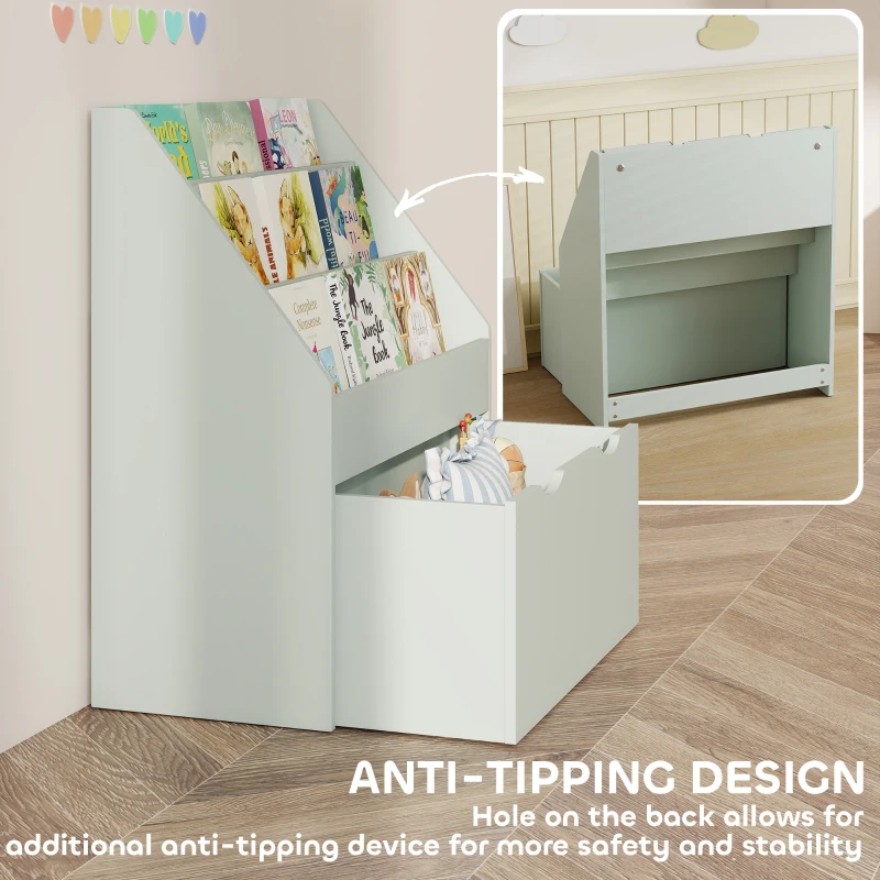 AIYAPLAY Bookcase for Kids with Shelves, Drawer, Bookcase for Bedroom, Playroom, Green