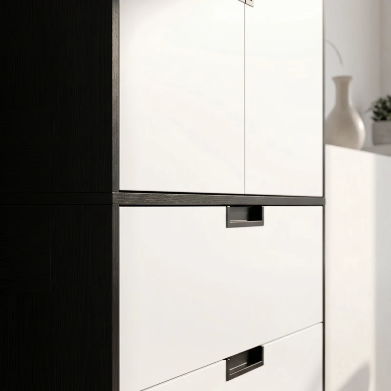 HOMCOM 2 Door Wardrobe, Modern Wardrobe with 3 Drawers and Hanging Rod for Bedroom, Black