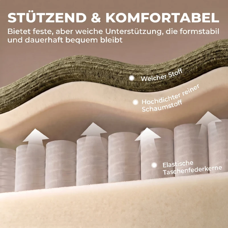HOMCOM 3-Sitzer-Sofa, abgerundet und rahmenlos, mit großzügiger Sitzfläche, dick gepolstert, keine Montage, Dunkelgrün