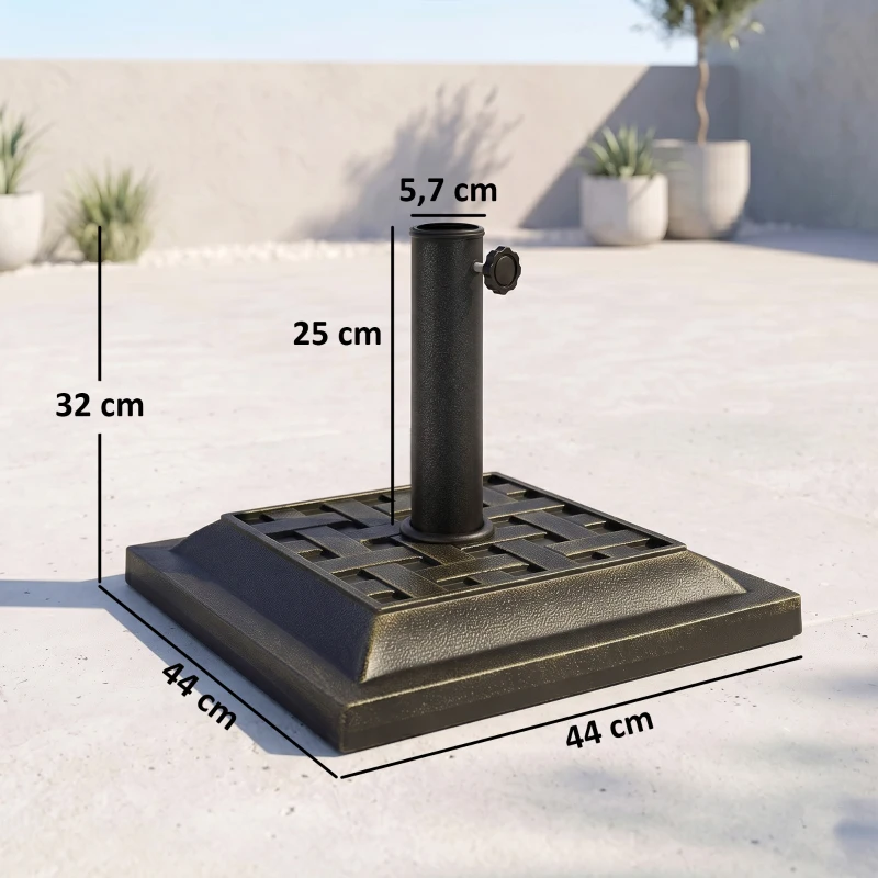 Outsunny Base para Sombrilla de Jardín Peso Neto 9 kg Soporte de Parasol Apto para Mástil de 38mm/48mm para Terraza Patio Exterior Ø44x32 cm Bronce