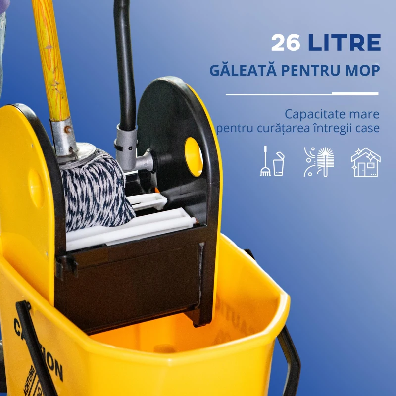 Homcom Galeata Mop cu Carucior si storcator 90×44×36 cm