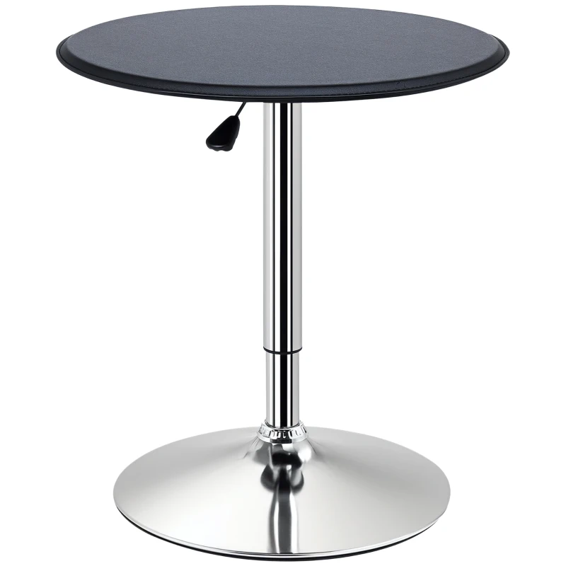 HOMCOM Bartisch, höhenverstellbar, Kunstlederbezug, Vintage-Design, Schwarz + Silber