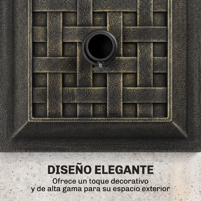 Outsunny Base para Sombrilla de Jardín Peso Neto 9 kg Soporte de Parasol Apto para Mástil de 38mm/48mm para Terraza Patio Exterior Ø44x32 cm Bronce